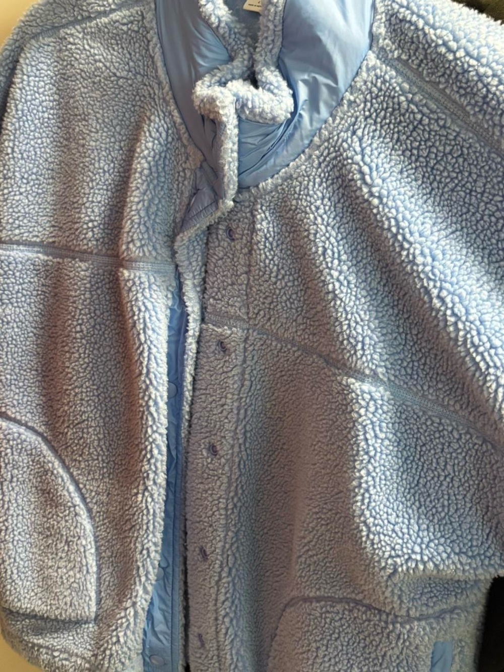 Old Navy Light Blue Sherpa Jacket with Quilted Collar
